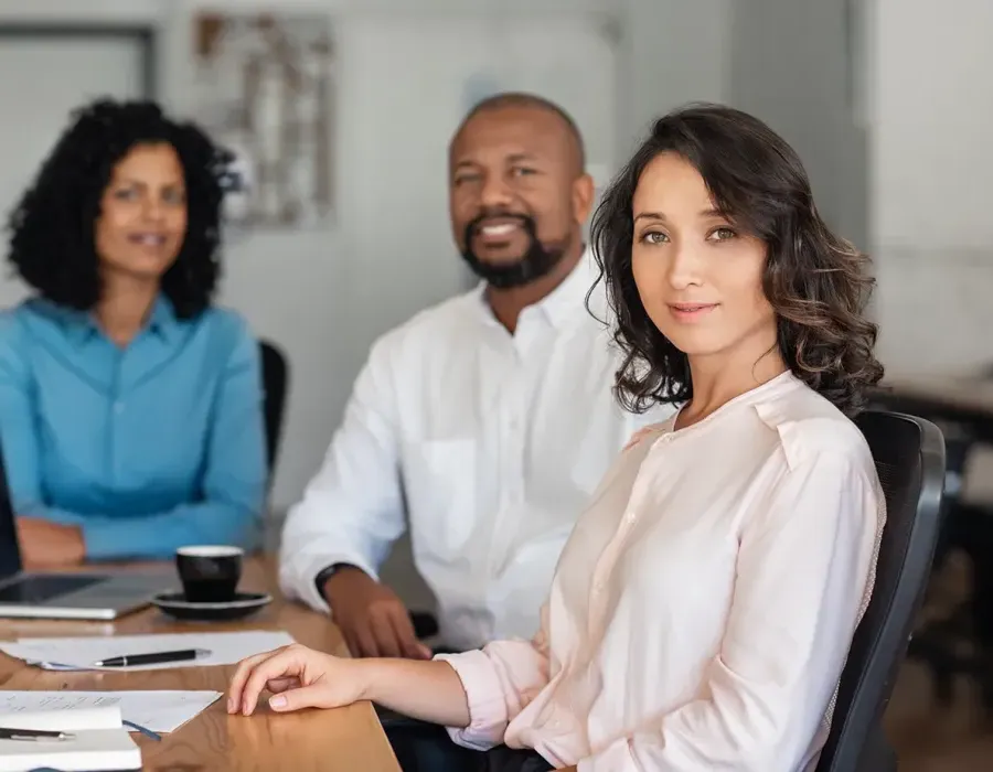 Business associates meeting in board room